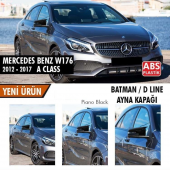 Mercedes Benz W176 2012-2018 Batman Yarasa Ayna Kapağı Piano Black Abs Plastik thumbnail 1