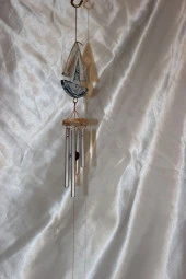 Deprem Çanı Zili Rüzgar Çanı Zili Gemi Mavi Beyaz Feng Shui 5 Metal Boru thumbnail 12