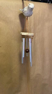 Deprem Çanı Zili Rüzgar Çanı Zili Kuş Mavi Beyaz Feng Shui 5 Metal Boru thumbnail 5