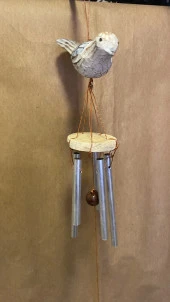 Deprem Çanı Zili Rüzgar Çanı Zili Kuş Mavi Beyaz Feng Shui 5 Metal Boru thumbnail 7