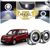 Fiat Doblo D4 Uyumlu, Universal Mercekli Led Angel Sis Farı, 76mm Beyaz Renk - 1