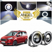 Ford Tourneo Courier Uyumlu, Universal Mercekli Led Angel Sis Farı, 76mm Beyaz Renk thumbnail 1