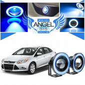 Ford Focus 3 Uyumlu, Universal Mercekli Led Angel Sis Farı, 76mm Buz Mavi Renk - 1