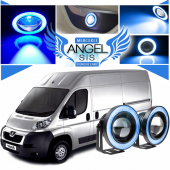 Peugeot Boxer Uyumlu, Universal Mercekli Led Angel Sis Farı, 76mm Buz Mavi Renk - 1