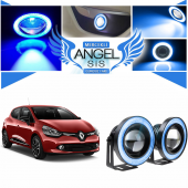 Renault Clio 4 Uyumlu, Universal Mercekli Led Angel Sis Farı, 76mm Buz Mavi Renk - 1