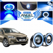 Peugeot 301 Uyumlu, Universal Mercekli Led Angel Sis Farı, 76mm Buz Mavi Renk thumbnail 1