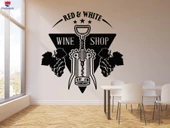 Dekoratif Duvar Sticker Kırmızı Beyaz Şarap Dükkanı Asma Restoran Çıkartmaları thumbnail 1