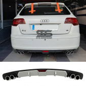Audi A3 2003-2007 Difüzör Arka Tampon Eki 4 Egzoz Çıkışlı Gri thumbnail 1