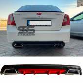 Chevrolet Lacetti Difüzör Arka Tampon Eki 2 Egzoz Çıkışlı kırmızı Lüx Tip thumbnail 1