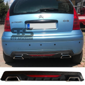 Citroen C3 Difüzör Arka Tampon Eki 2 Egzoz Çıkışlı Siyah Lüx Tip thumbnail 1
