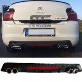 Citroen C-elysee Difüzör Arka Tampon Eki 4 Egzoz Çıkışlı Siyah Reflektörlü - 1