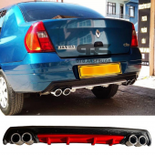 Ranault Clio 2 Sedan Difüzör Arka Tampon Eki 4 Egzoz Çıkışlı Kırmızı Lüx Tip - 1