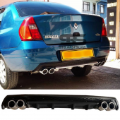 Ranault Clio 2 Sedan Difüzör Arka Tampon Eki 4 Egzoz Çıkışlı Siyah Lüx Tip thumbnail 1
