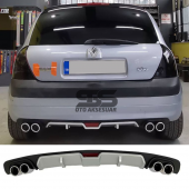 Renault Clio 2 HB Difüzör Arka Tampon Eki 4 Egzoz Çıkışlı Gri thumbnail 1