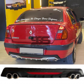 Renault Clio 2 Sedan Difüzör Arka Tampon Eki 4 Egzoz Çıkışlı Siyah Reflektörlü thumbnail 1