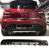 Renault Clio 4 Difüzör Arka Tampon Eki 4 Egzoz Çıkışlı Gri Lüx Tip - 1