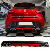 Renault Clio 4 Difüzör Arka Tampon Eki 4 Egzoz Çıkışlı Kırmızı Lüx Tip - 1
