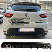 Renault Clio 4 Difüzör Arka Tampon Eki 4 Egzoz Çıkışlı Siyah Lüx Tip - 1
