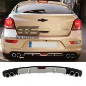 Chevrolet Cruze HB Difüzör Arka Tampon Eki 4 Egzoz Çıkışlı Gri thumbnail 1