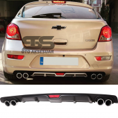 Chevrolet Cruze HB Difüzör Arka Tampon Eki 4 Egzoz Çıkışlı Siyah thumbnail 1