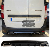 Dacia Dokker Difüzör Arka Tampon Eki 2 Egzoz Çıkışlı Siyah Lüx Tip thumbnail 1