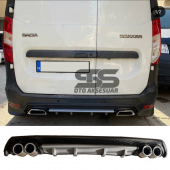 Dacia Dokker Difüzör Arka Tampon Eki 4 Egzoz Çıkışlı Gri Lüx Tip thumbnail 1
