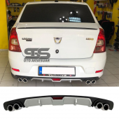 Dacia Logan Sedan  Difüzör Arka Tampon Eki 4 Egzoz Çıkışlı Gri - 1