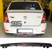 Dacia Logan Sedan Difüzör Arka Tampon Eki 4 Egzoz Çıkışlı Siyah thumbnail 1