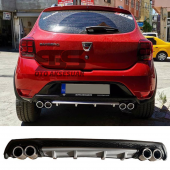 Dacia Sandero Difüzör Arka Tampon Eki 4 Egzoz Çıkışlı Gri Lüx Tip thumbnail 1