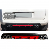 Fiat Fiorino Difüzör Arka Tampon Eki 4 Egzoz Çıkışlı Kırmızı Lüx Tip - 1
