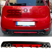 Fiat Punto Difüzör Arka Tampon Eki 4 Egzoz Çıkışlı Kırmızı Lüx Tip thumbnail 1