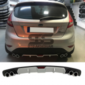 Ford Fiesta Mk7 Difüzör Arka Tampon Eki 4 Egzoz Çıkışlı Gri - 1