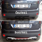 Ford Fiesta 2003-2008 Difüzör Arka Tampon Eki 2 Egzoz Çıkışlı Gri Reflektörlü - 4