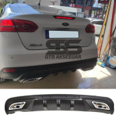 Ford Focus 3 Difüzör Arka Tampon Eki 2 Egzoz Çıkışlı Siyah thumbnail 1