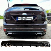 Ford Focus 2 HB Difüzör Arka Tampon Eki 4 Egzoz Çıkışlı Siyah Lüx Tip thumbnail 1