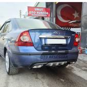 Ford Focus 2 Difüzör Arka Tampon Eki 2 Egzoz Çıkışlı Gri thumbnail 2