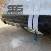 Ford Focus 3 Difüzör Arka Tampon Eki 2 Egzoz Çıkışlı Gri thumbnail 3