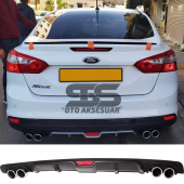 Ford Focus 3 Difüzör Arka Tampon Eki 4 Egzoz Çıkışlı Siyah thumbnail 1