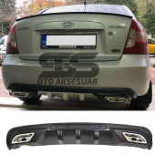 Hyundai Accent Era Difüzör Arka Tampon Eki 2 Egzoz Çıkışlı Siyah - 1