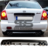 Hyundai Accent Admire Difüzör Arka Tampon Eki 4 Egzoz Çıkışlı Gri Lüx Tip thumbnail 1
