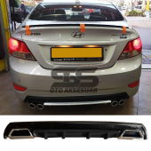 Hyundai Accent Blue Difüzör Arka Tampon Eki 2 Egzoz Çıkışlı Siyah Lüx Tip - 1