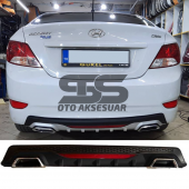 Hyundai Accent Blue Difüzör Arka Tampon Eki 2 Egzoz Çıkışlı Siyah Reflektörlü thumbnail 1