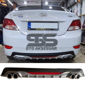 Hyundai Accent Blue Difüzör Arka Tampon Eki 4 Egzoz Çıkışlı Gri Reflektörlü thumbnail 1