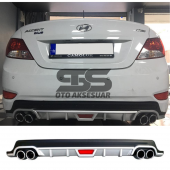 Hyundai Accent Blue Difüzör Arka Tampon Eki 4 Egzoz Çıkışlı Gri Tip thumbnail 1