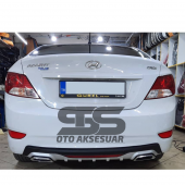 Hyundai Accent Blue Difüzör Arka Tampon Eki 2 Egzoz Çıkışlı Gri Reflektörlü thumbnail 2