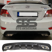 Hyundai Accent Blue Difüzör Arka Tampon Eki 2 Egzoz Çıkışlı Siyah thumbnail 1