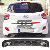 Hyundai i10 Difüzör Arka Tampon Eki 2 Egzoz Çıkışlı Siyah thumbnail 1