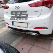 Hyundai i20 Difüzör Arka Tampon Eki 2 Egzoz Çıkışlı Gri Reflektörlü thumbnail 3