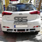 Hyundai i20 Difüzör Arka Tampon Eki 2 Egzoz Çıkışlı Gri Reflektörlü thumbnail 4