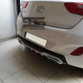 Hyundai i30 Difüzör Arka Tampon Eki 2 Egzoz Çıkışlı Gri Reflektörlü thumbnail 2